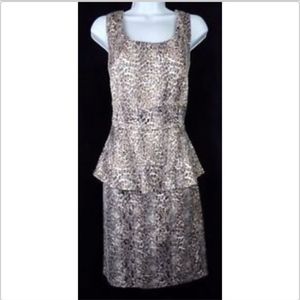 ALBERTO MAKALI 8 Gold Black Animal Peplum Sleevele